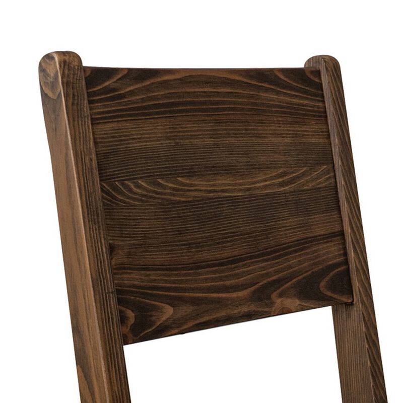 Loe Dining Side Chair Set of 2, Panel Backrest, Gray Faux Leather, Brown - Benzara