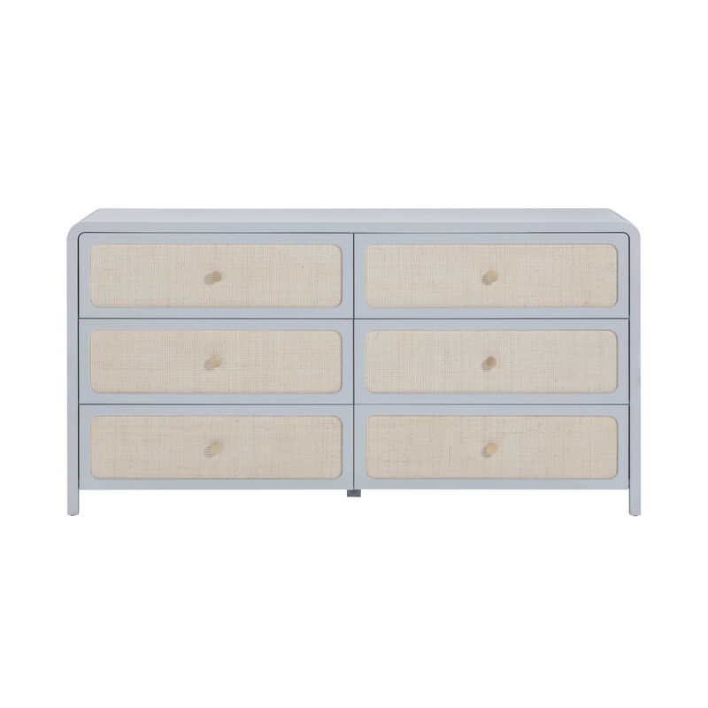 Patty Pastel Blue Rattan 6 Drawer Dresser image number 3