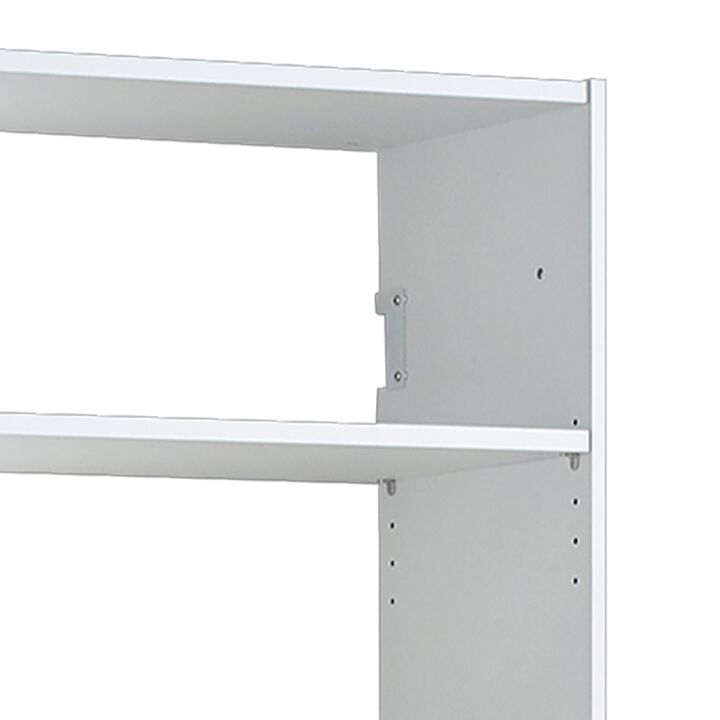 Vedz Wall Mount Adjustable Shelf, 4 Open Shelves, White Melamine