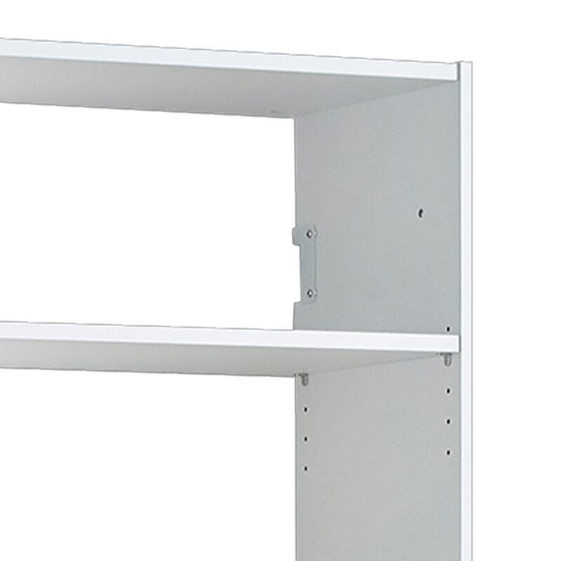 Vedz Wall Mount Adjustable Shelf, 4 Open Shelves, White Melamine