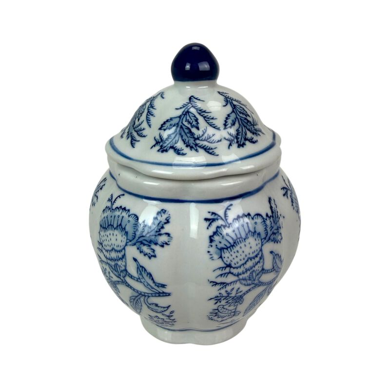 Decorative Jars Set Of 3 Blue White Chinoiserie Porcelain Lidded 675 In image number 3