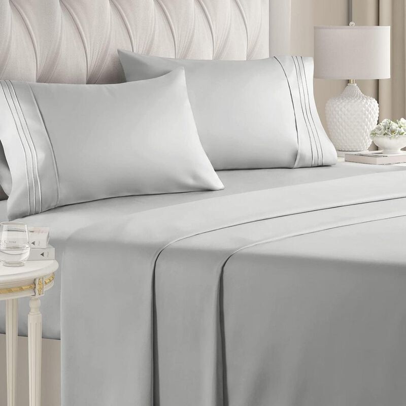 RT Designers Collection Modern Living 100% Pima Cotton Ultra Soft Sheet Set King Silver