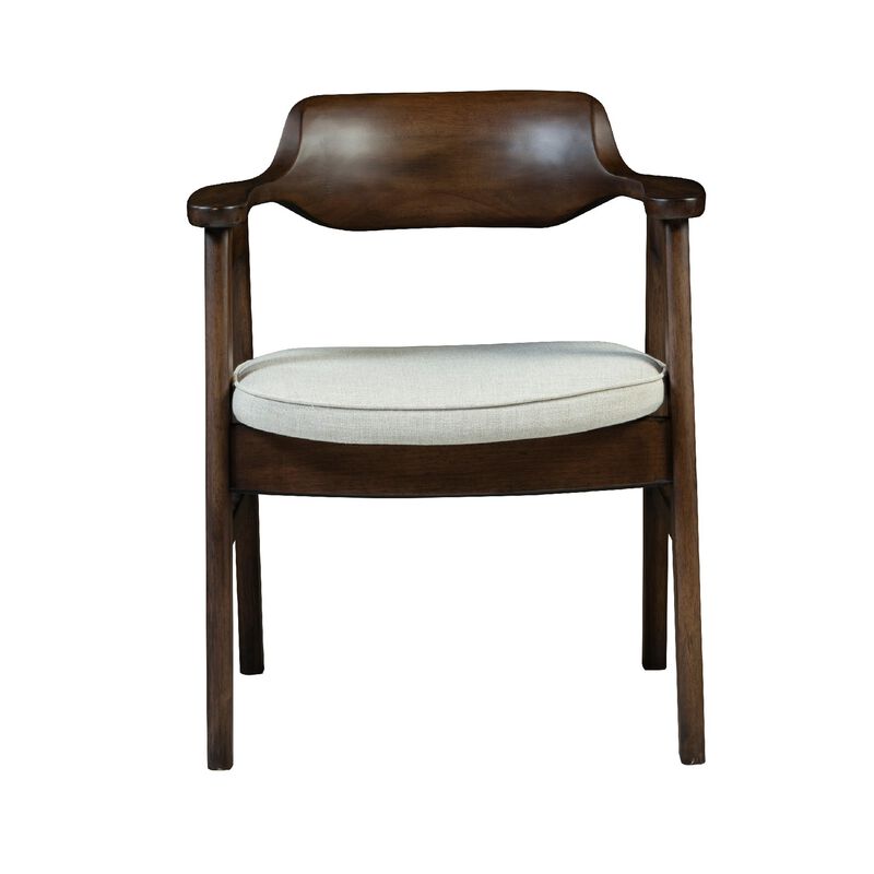 Zsy Dining Armchair, Sand White, Java Brown Birch Wood, Curved Back