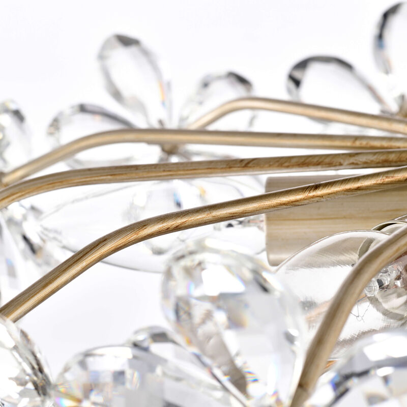 Amira Brushed Silver-ish Champagne 6-Light 17.7" Glass Flower Crystal Flush Mount image number 5