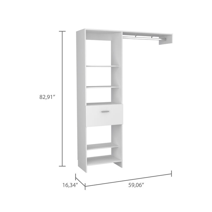 Lenox 1-Drawer 4-Shelf Closet System White