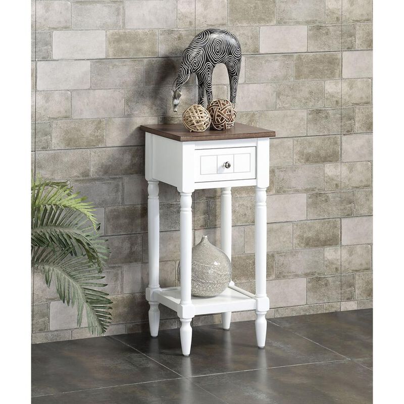 Convience Concept, Inc. French Country Khloe 1 Drawer Accent Table with Shelf Driftwood/White