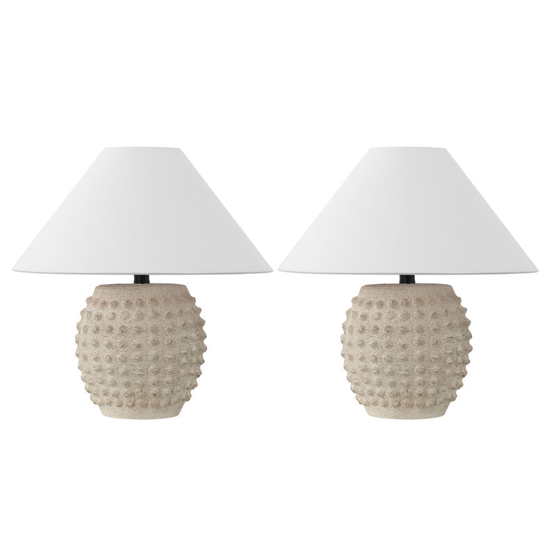 Effie 18.25" Minimalist Scandinavian Ceramic/Iron Hobnail LED Table Lamp