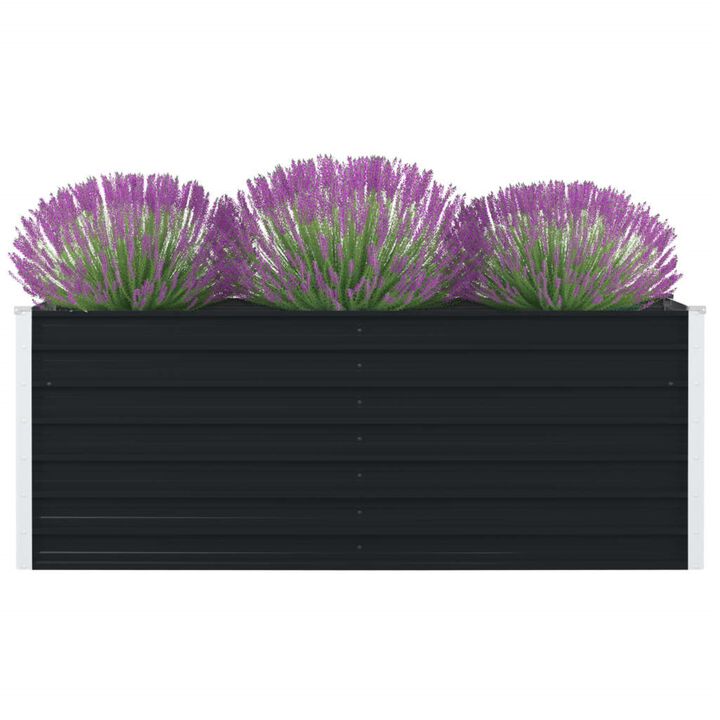 vidaXL Raised Garden Bed 63"x31.5"x17.7" Galvanized Steel Anthracite