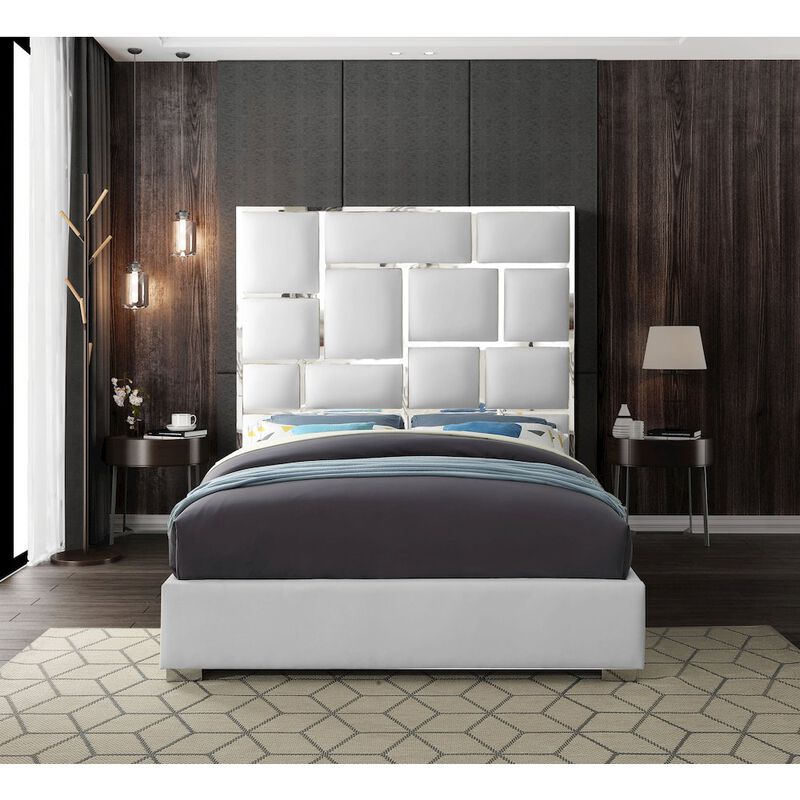 Meridian Furniture Milan White Vegan Leather King Bed