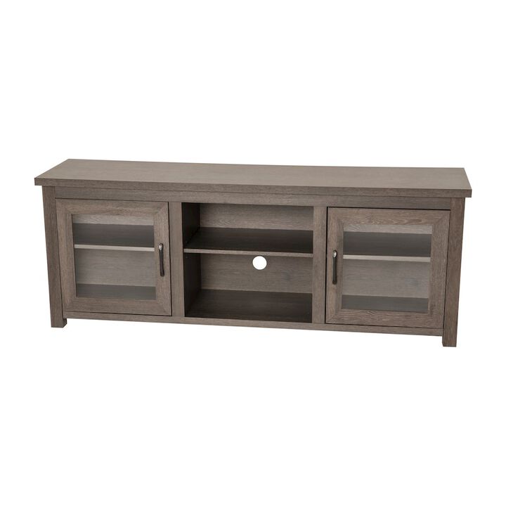 Flash Furniture Classic TV Stand up to 80" TVs - Black Wash Finish with Full Glass Doors