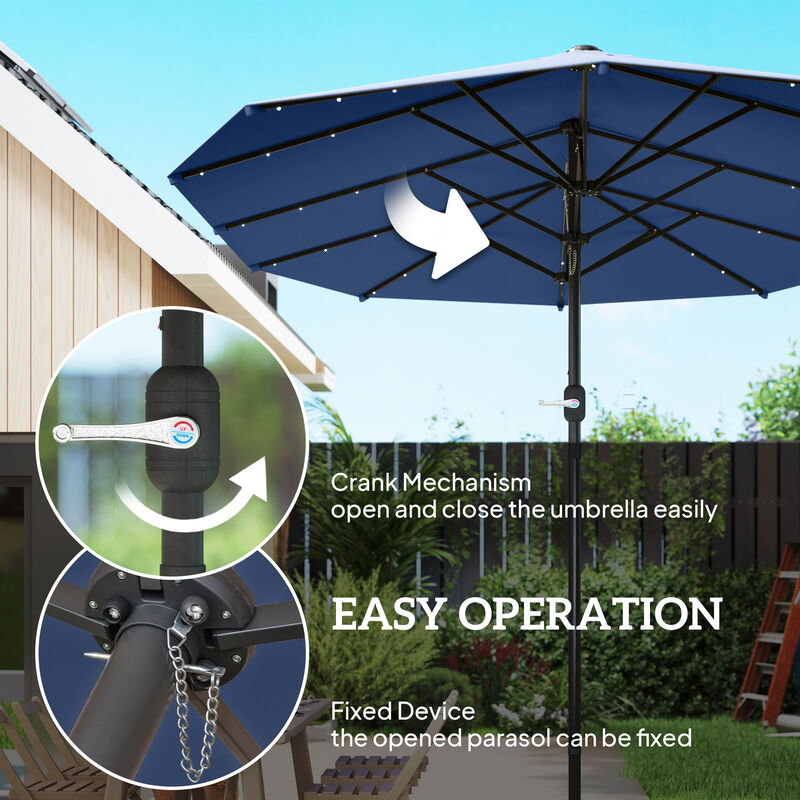 Adjustable Outdoor Beach Umbrella with Dual Canopy for Wide Sun Protection image number 5