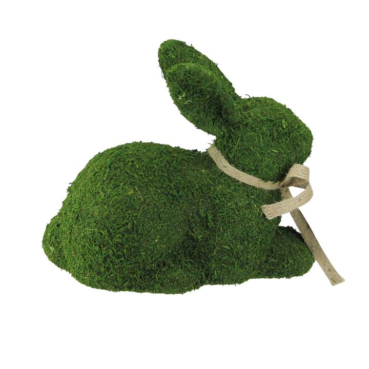 11" Green Moss Sitting Bunny Rabbit Spring Easter Figure