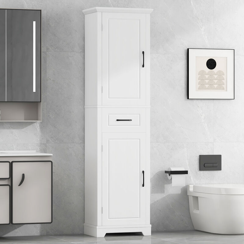 Merax Tall Bathroom Storage Cabinet, Freestanding Storage Cabinet with Two Doors and Adjustable Shelves image number 2