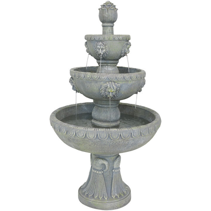 Sunnydaze 53" 3-Tier Mediterranean Outdoor Water Fountain, Electric Pump