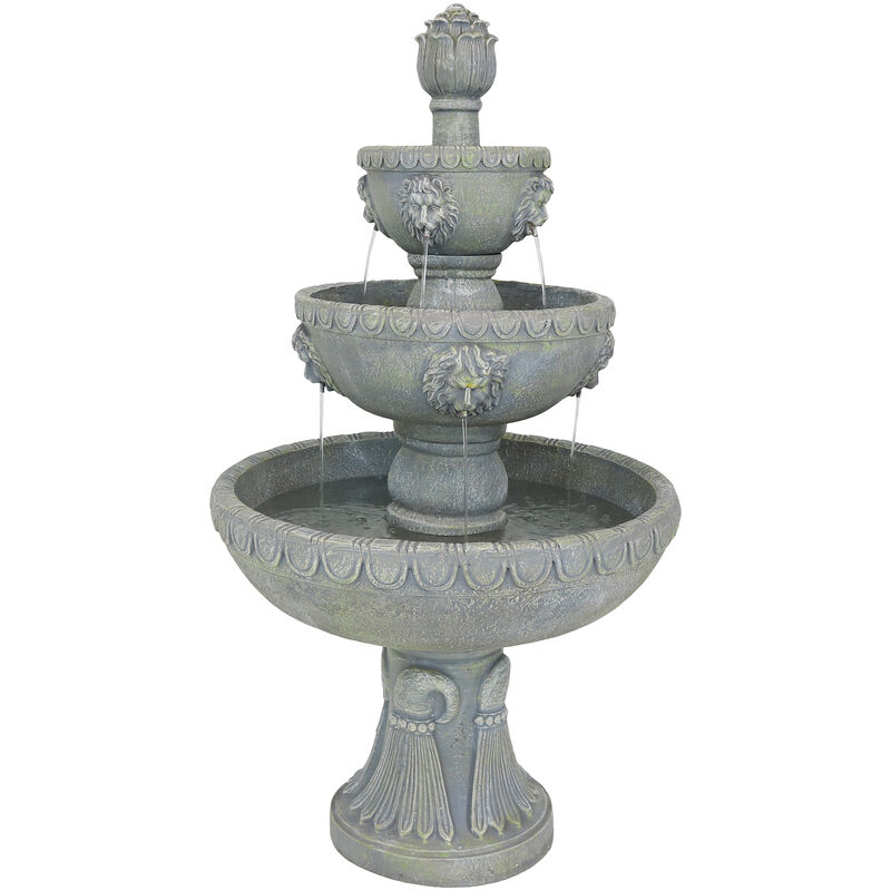 Sunnydaze 53" 3-Tier Mediterranean Outdoor Water Fountain, Electric Pump image number 0