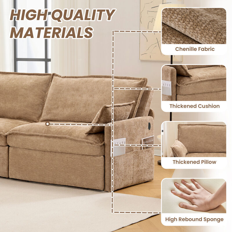 Whisen 73.6" Pull Out Sofa Bed, Convertible Sleeper Sofa Couch with Side Storage and USB/C-TYPE Charging image number 6