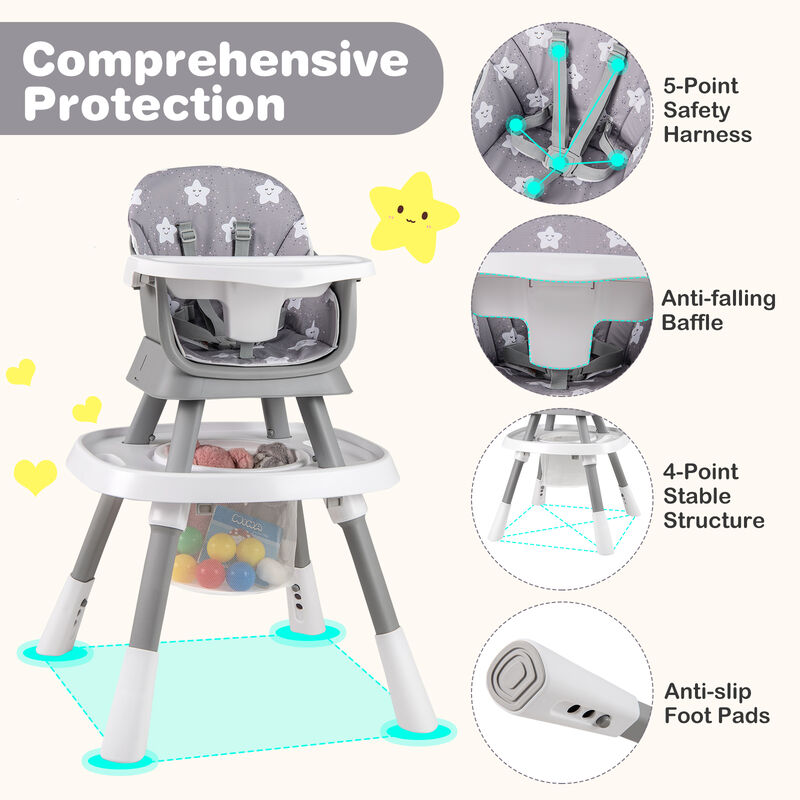 Convertible 16 in 1 Baby Highchair with Activity Center for Toddlers and Infants image number 7