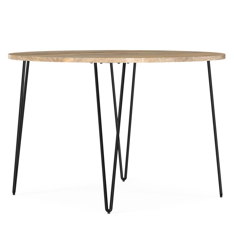 Hunter SOLID MANGO WOOD and Metal 45 inch x 45 inch Round Industrial Dining Table in Natural image number 0