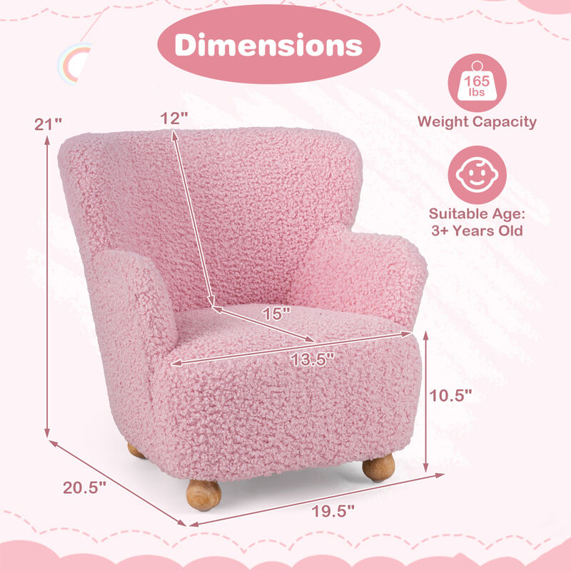 Toddler Sherpa Sofa Chair with Sturdy Rubber Wood Legs image number 2