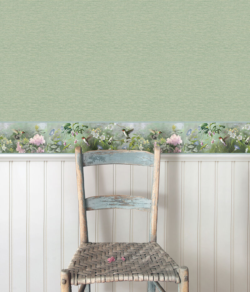 Ruby Light Blue Hummingbird Garden Wallpaper (Set of 2) image number 2