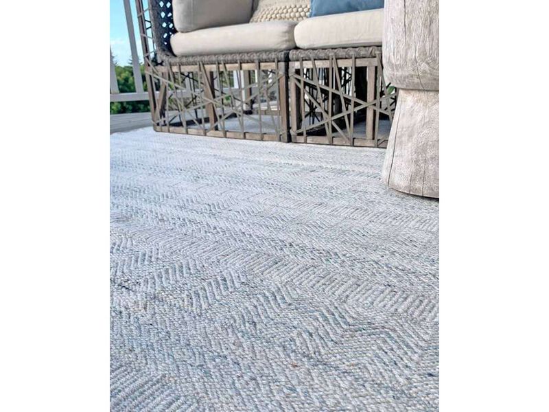 Daisy Cream and Blue Indoor Outdoor PET Rug image number 4