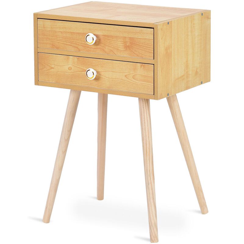 Mid Century Modern 2 Drawers Nightstand