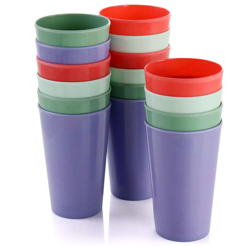 Gibson Home Zelly Melamine 16oz 16 Piece Tumbler Set in Assorted Colors