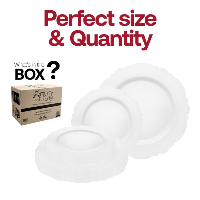 Solid White Round Blossom Plastic Dinnerware Value Set (40 Sets) image number 4