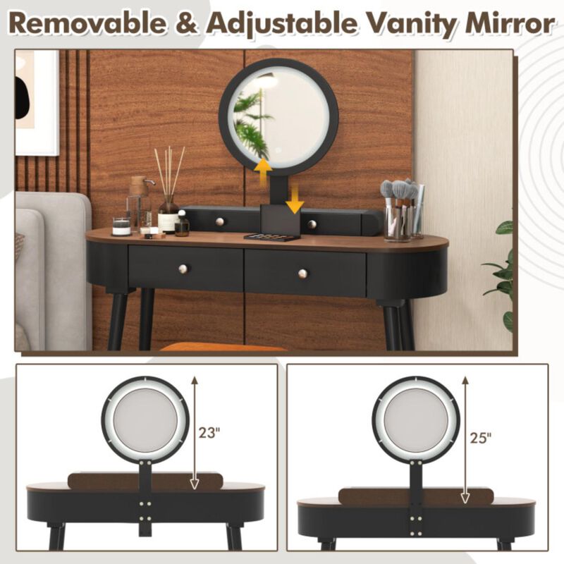 Hivvago Elegant Makeup Vanity Table Set with LED Mirror and 3 Spacious Drawers