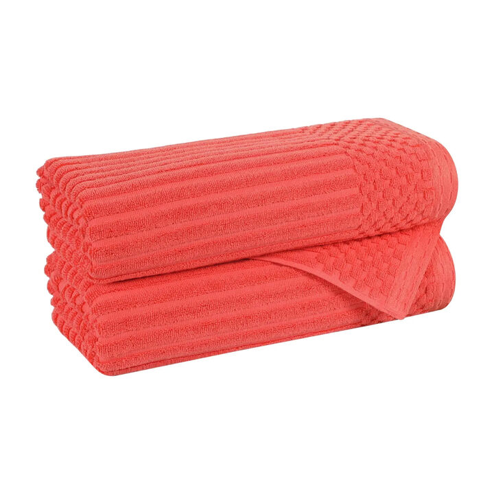 2-Piece Cotton Ribbed Bath Towel Set &ndash; Plush and Quick-Dry