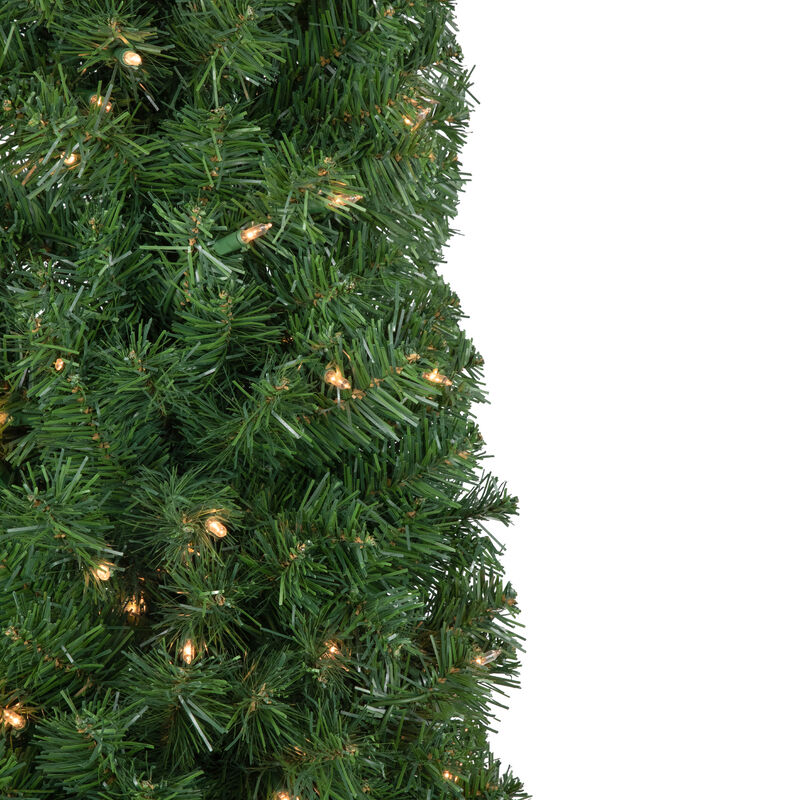 6' x 20 Pre-Lit Traditional Green Pine Pencil Artificial Christmas Tree - Clear Lights