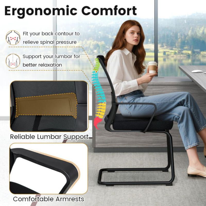 2 Piece Office Guest Chair with Lumbar Support for Waiting Room image number 6
