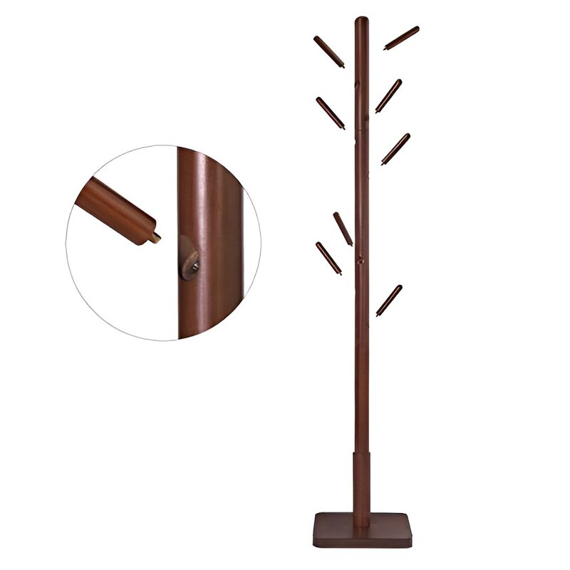 Mid-Century Modern Wood Coat Rack with Adjustable Height and Tripod Base
