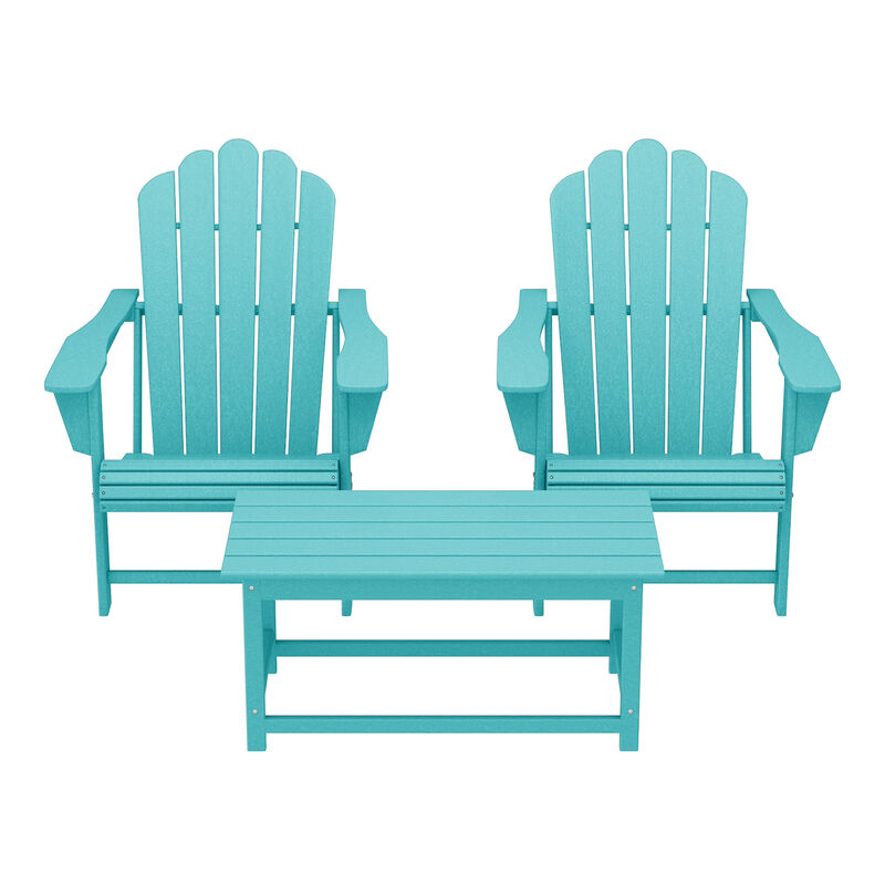 WestinTrends 3-Piece Adirondack Chairs with Cup Holders and Coffee Table Set