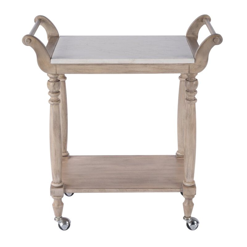 Butler Specialty Danielle Marble Bar Cart, Tan/Beige