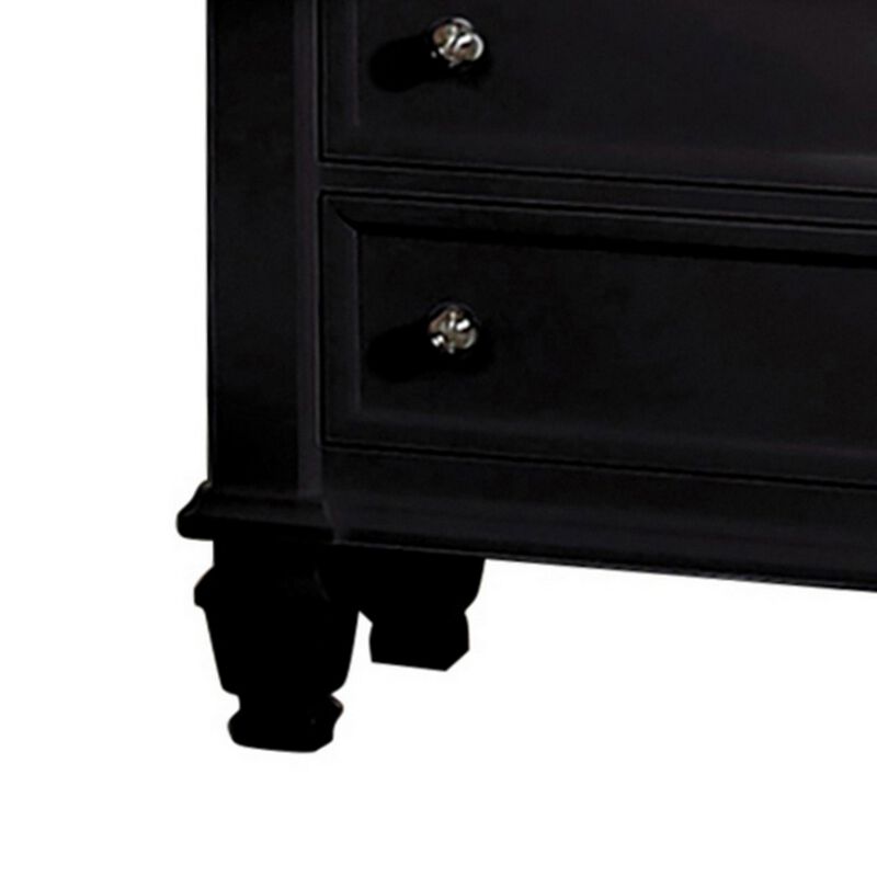 Lila 30 Inch Nightstand with Slide Out Tray, Felt Lined Top Drawer, Black-Benzara