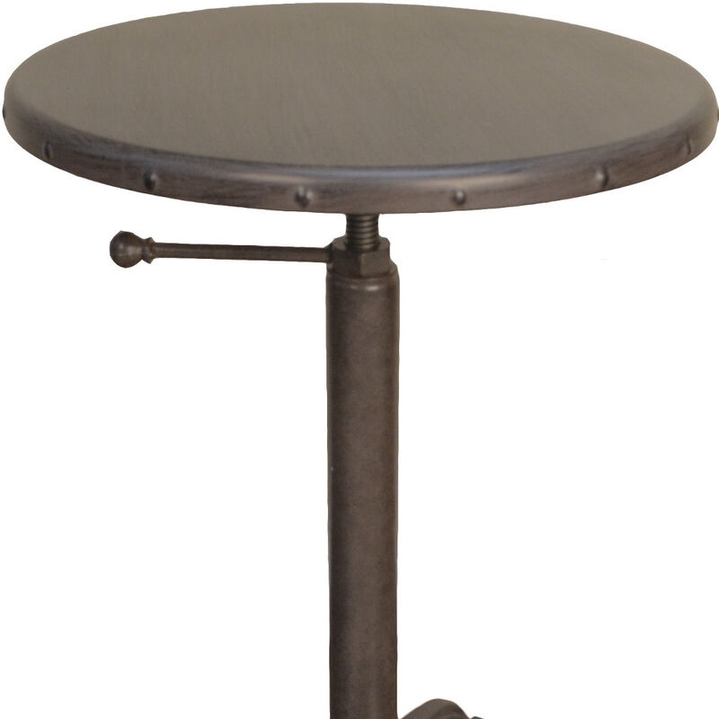 Industrial Iron Round End Table, Sturdy Accent Table for Living Room or Bedroom