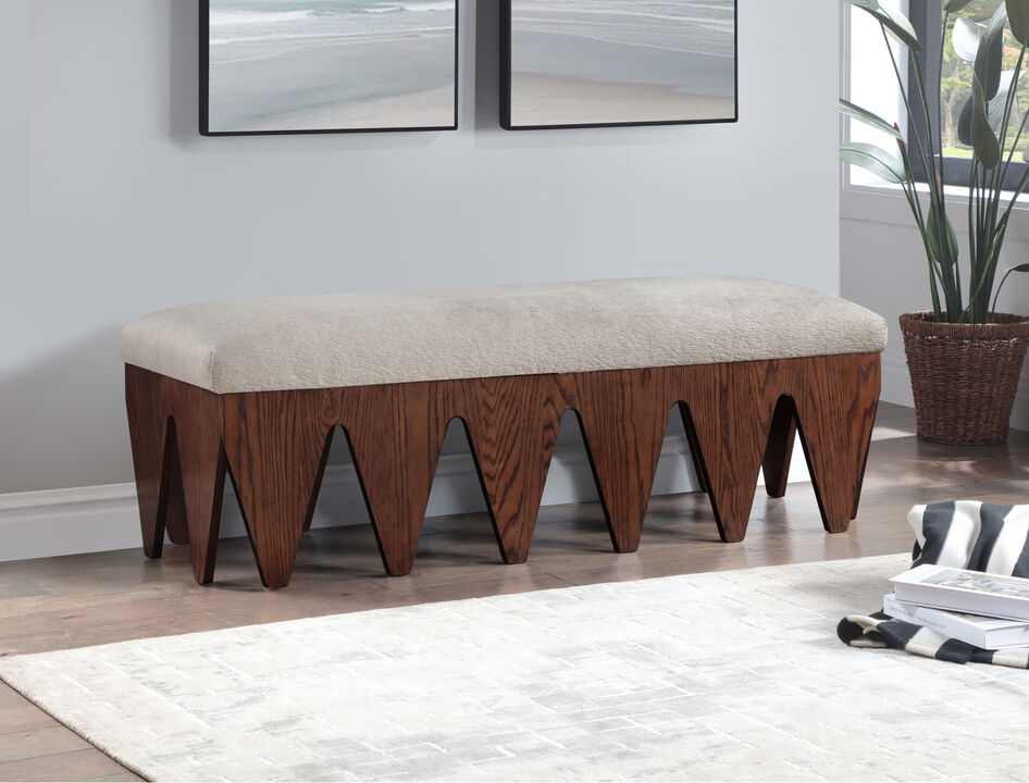 Meridian Furniture Altair Beige Velour Fur Fabric Bench