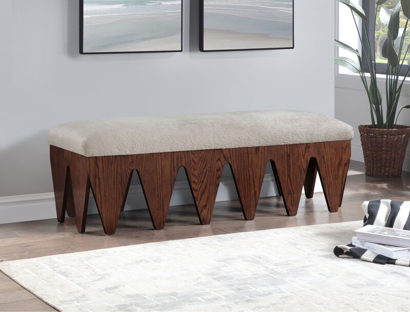 Meridian Furniture Altair Beige Velour Fur Fabric Bench