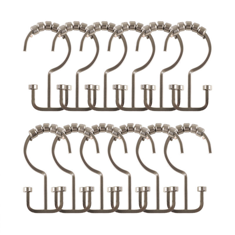 Metal Double Shower Curtain Hooks, Set of 12 image number 4