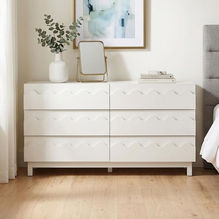 60" W Modern 6-Drawer Storage Dresser Chest
