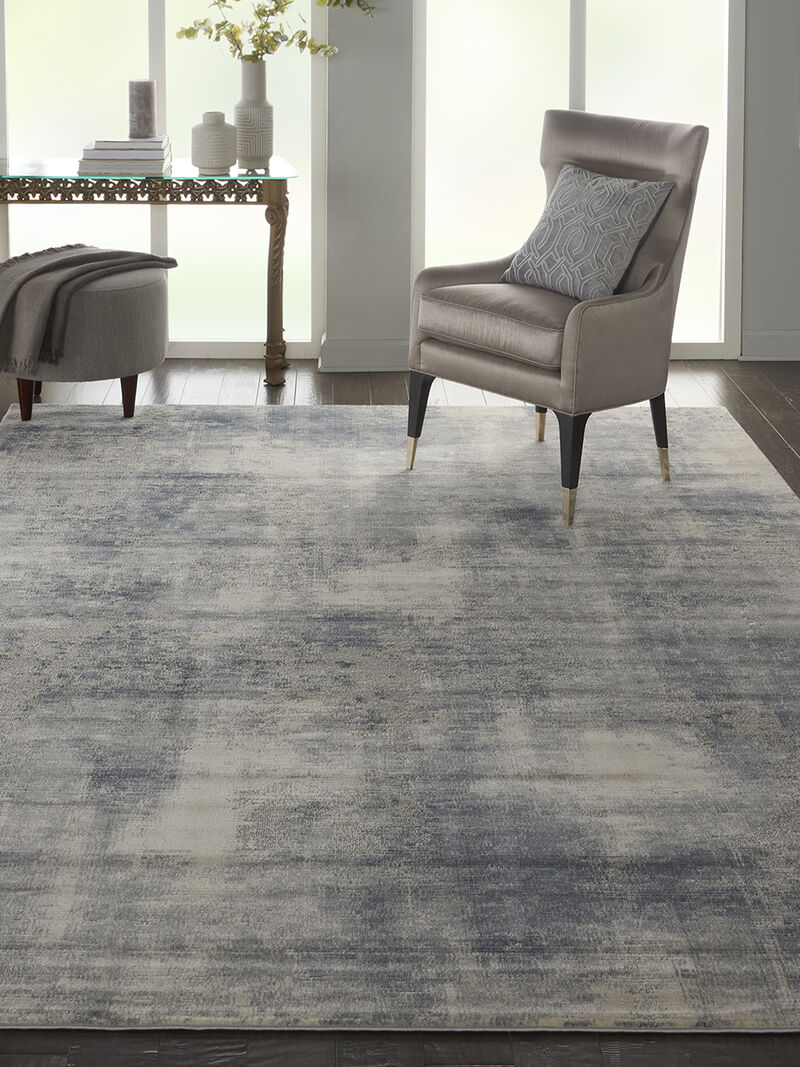 Rustic Textures RUS02 Blue/Ivory 7&rsquo;10&rdquo; x Round Rug