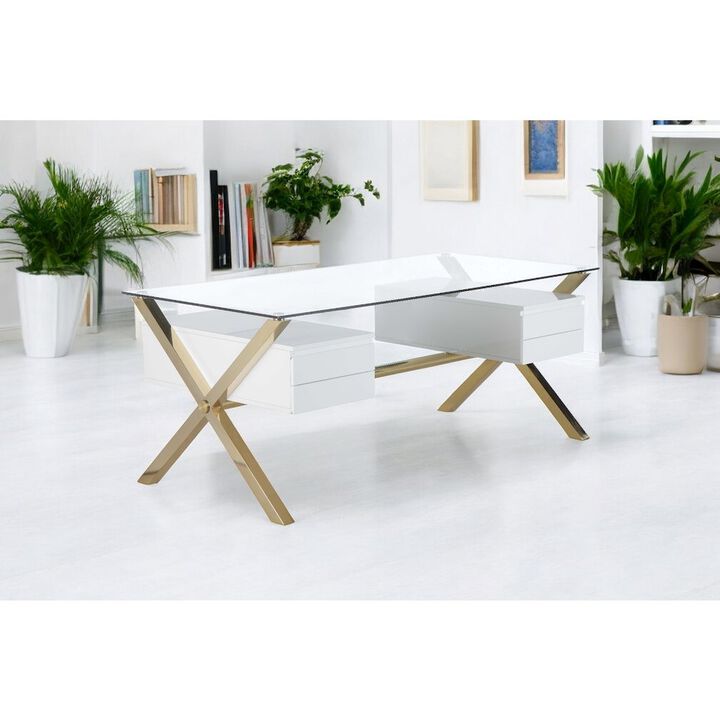 Pangea Home Gold Beverly Desk Large White