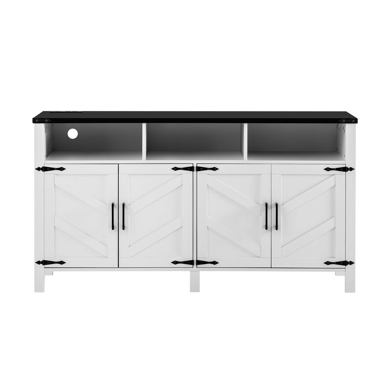 TATEUS Modern Buffet Cabinet with Built-in Charging Station, Aluminum Handles & Half-Open Shelves. image number 0
