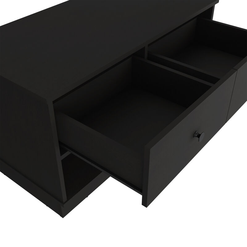 DEPOT E-SHOP Uranus Storage Bench, Two Drawers, Two Open Shelves, Black image number 8