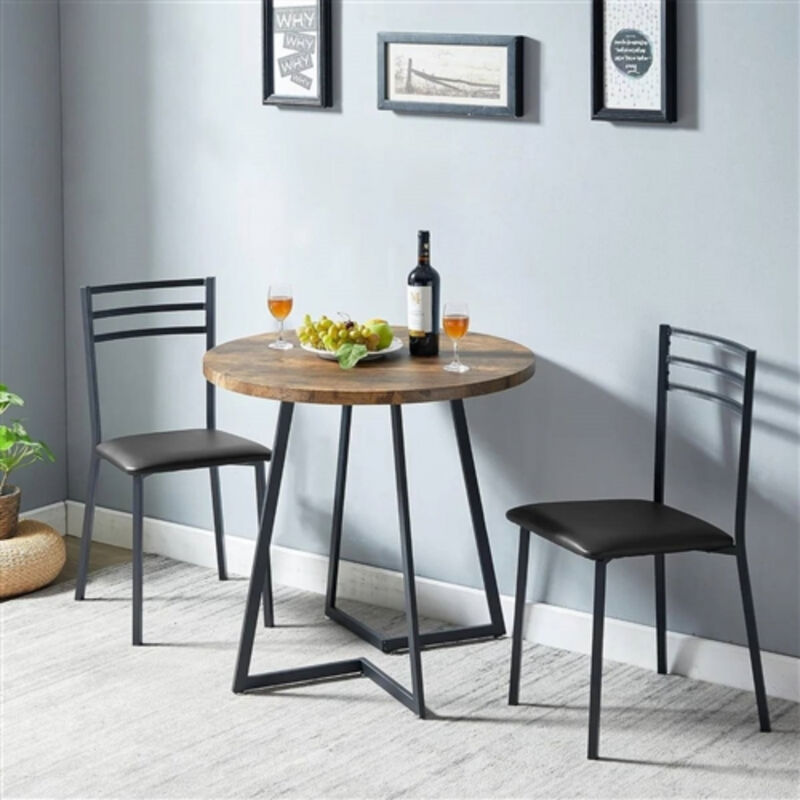Contemporary 3-Piece Breakfast Nook Set – Round Table & Chairs