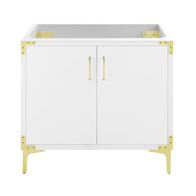 Voltaire 36" Single, Bathroom Vanity in White with Gold Hardware - Cabinet Only image number 2