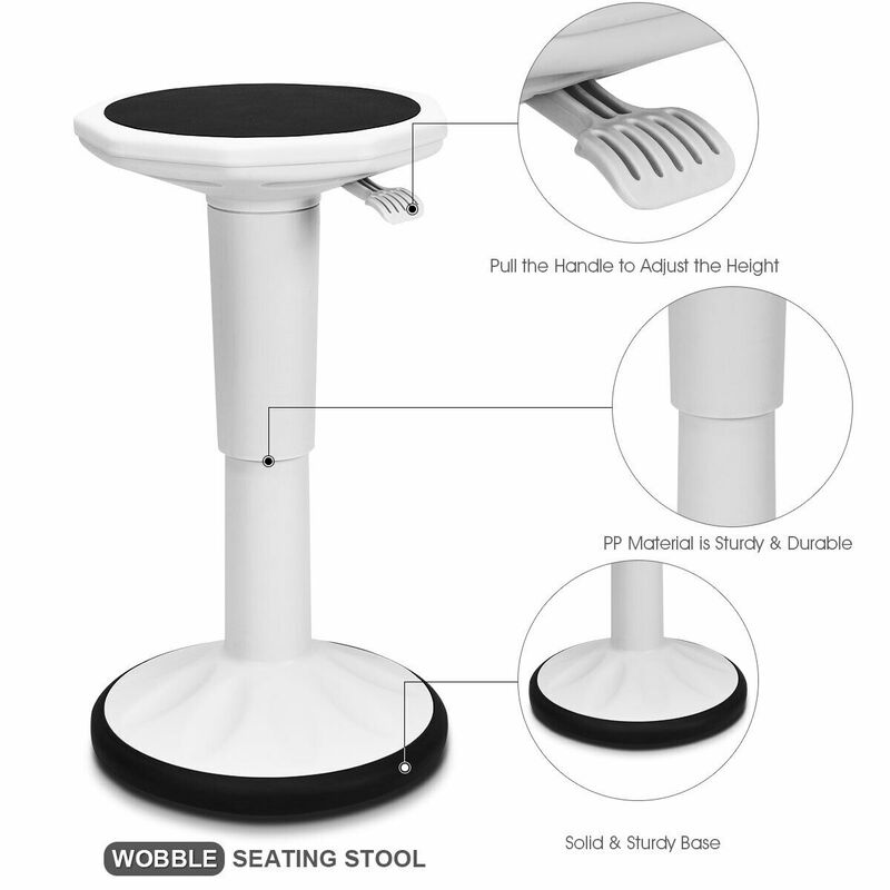 Costway Wobble Chair Height Adjustable Active Learning Stool Sitting Home Office Silicone White