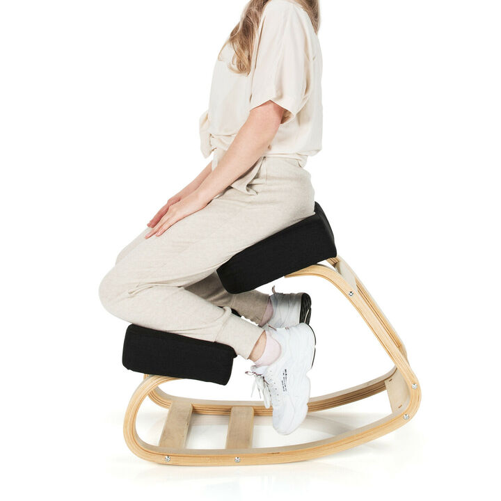 Costway Ergonomic Kneeling Chair Rocking Stool Upright Posture Office Furniture Black