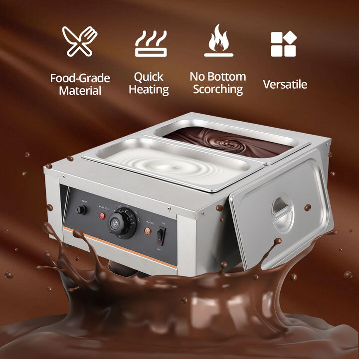 Stainless Steel Chocolate Tempering Machine, Adjustable Temp 86&ndash;185&deg;F, for Chocolate&Milk&Cream
